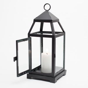 5 of 8: richland black contemporary metal lantern with clear glasses small