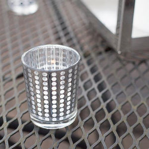 2 of 3: Richland Silver Dotted Glass Holder – Small Set of 12