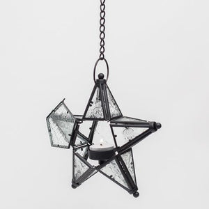 3 of 3: richland hanging star metal tealight lantern with clear embossed glass