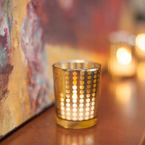 3 of 3: Richland Gold Dotted Glass Holder – Small Set of 72
