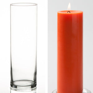 10 of 15: Richland Pillar Candle 9" & Eastland Cylinder Holder 10.5 inch Set of 12 (Choose your Colo