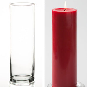 12 of 15: Richland Pillar Candle 9" & Eastland Cylinder Holder 10.5 inch Set of 12 (Choose your Colo