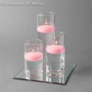 Eastland Square Mirror and Cylinder Vase Centerpiece with Richland 3" Floating Candles Set of 48