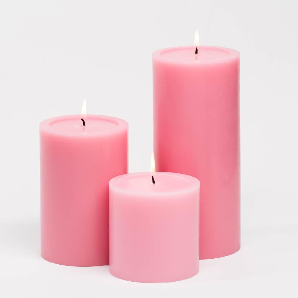 Richland Pillar Candles 4 x4", 4"x6" & 4"x9 Pink Set of 18