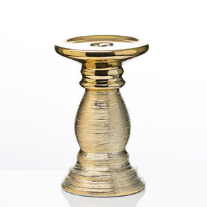 Richland Elegant Pillar Candle Holder 6" Gold Ceramic
