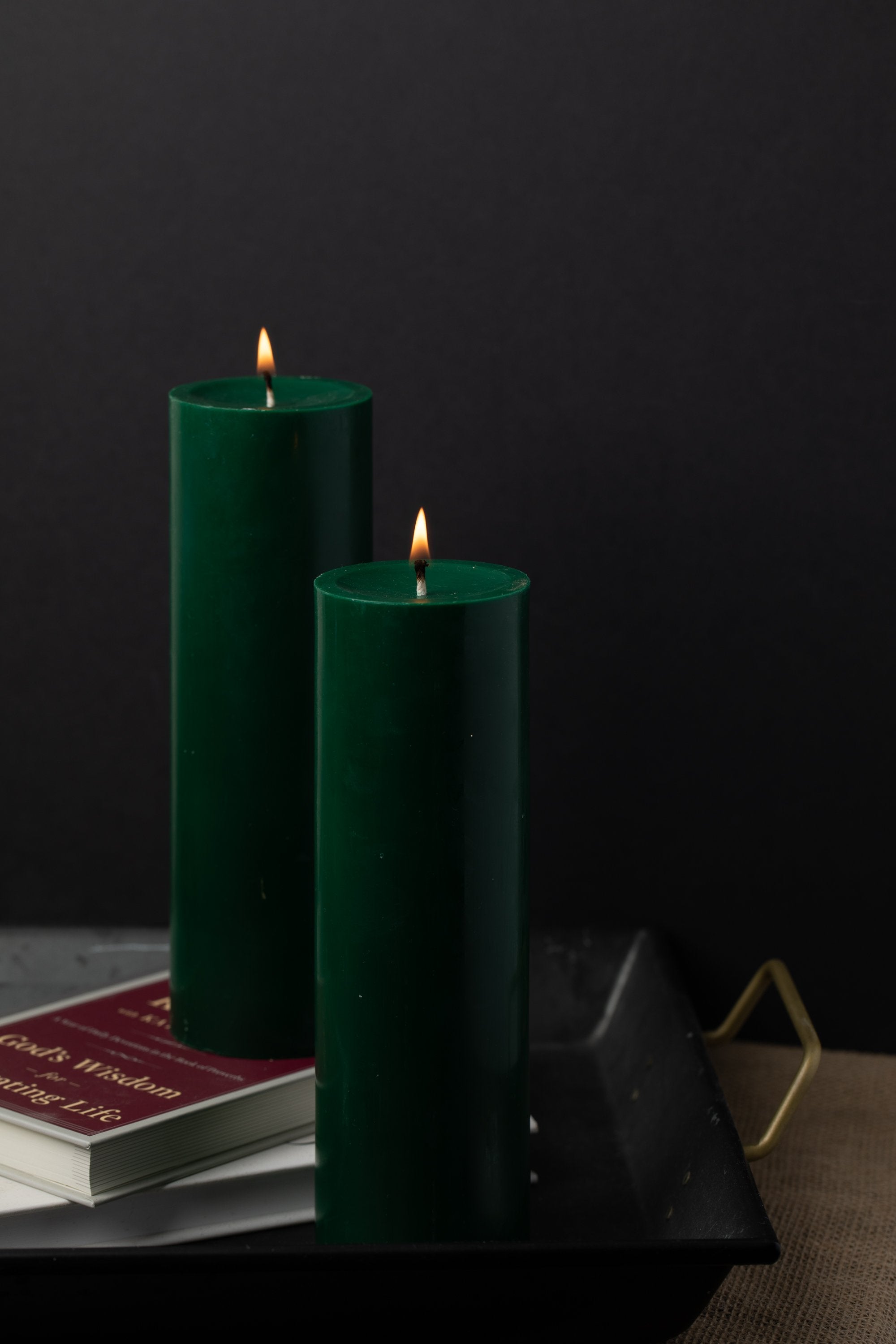 Richland Pillar Candles 3"x9" Dark Green Set of 24