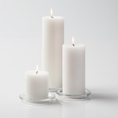 Richland Pillar Candles 3"x3", 3"x6" & 3"x9" White Set of 3