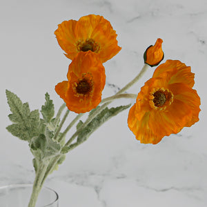 12 Orange Poppy Flowers Silk Flowers