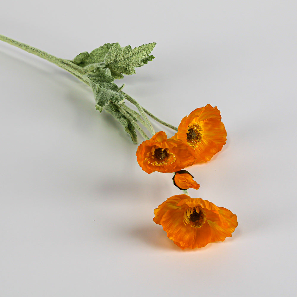 12 Orange Poppy Flowers Silk Flowers - view 4