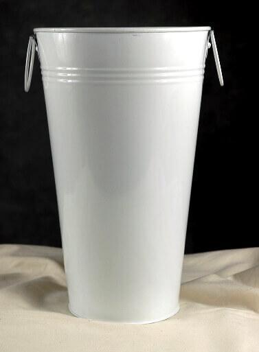 11" White Flower Market Buckets with handles - view 2