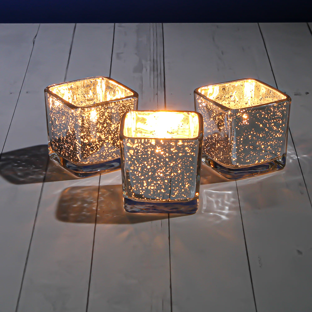 Richland Silver Mercury Square Votive Holder| 
