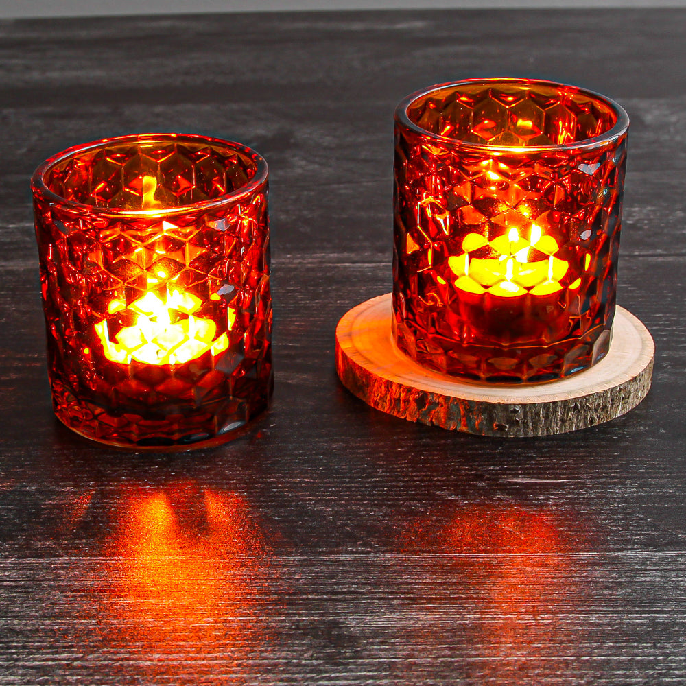 Richland Amber Chunky Honeycomb Glass Votive & Tealight Holder| 1544_06