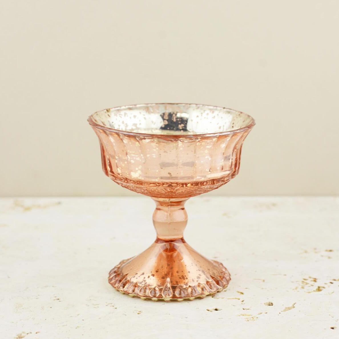 Mercury Glass Compote Rose Gold 4.5"