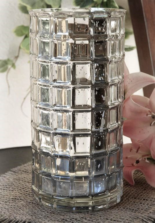 Silver Mercury Glass Cylinder 10" - Vase & Candle Holder| 8726025...
