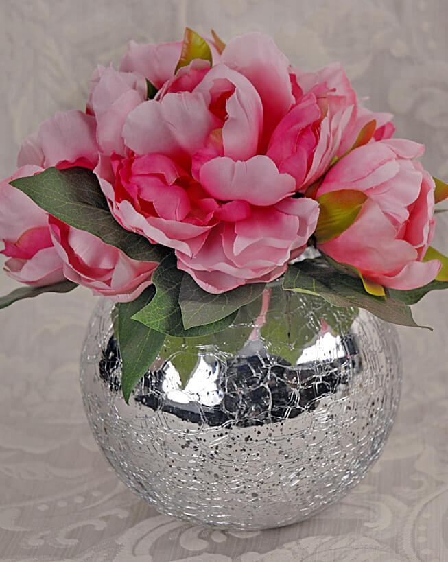 Mercury Glass Silver Ivy Bowl  5.2" x 6.25" - view 3