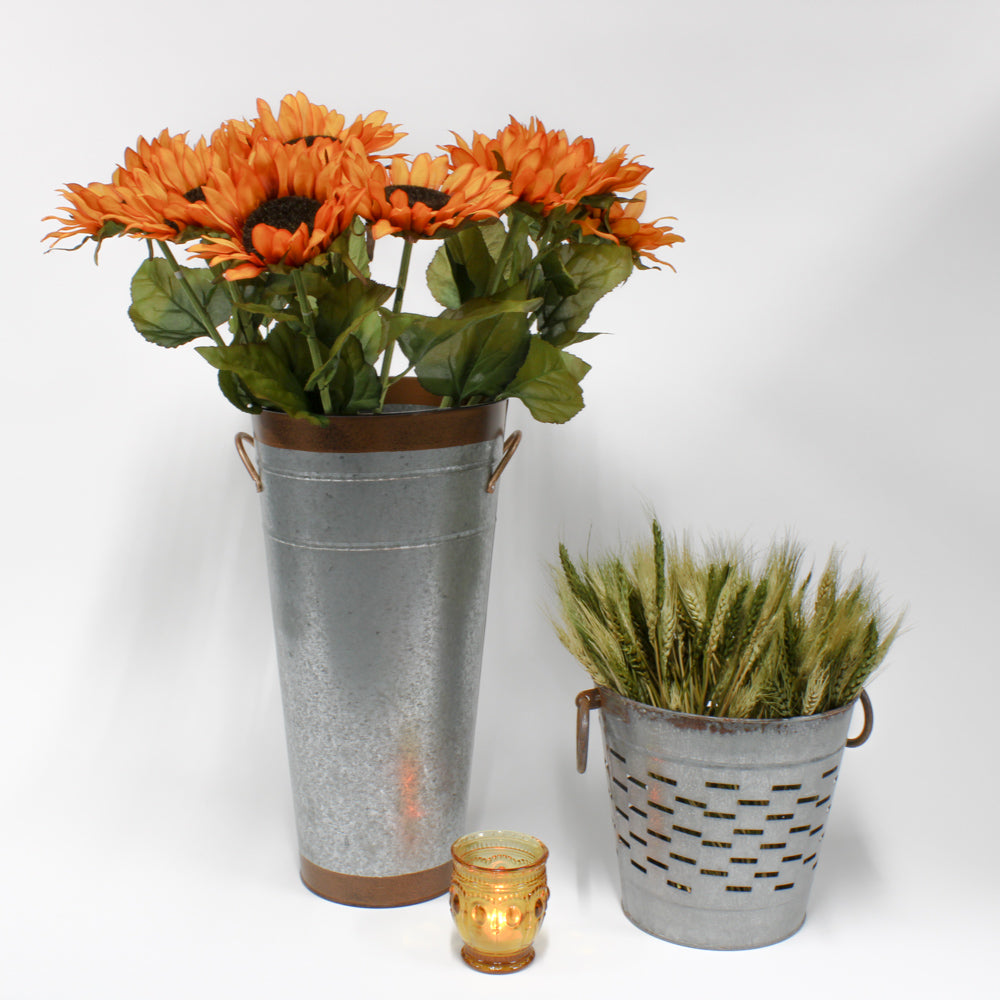 two tone 18 flower market buckets with handles| 