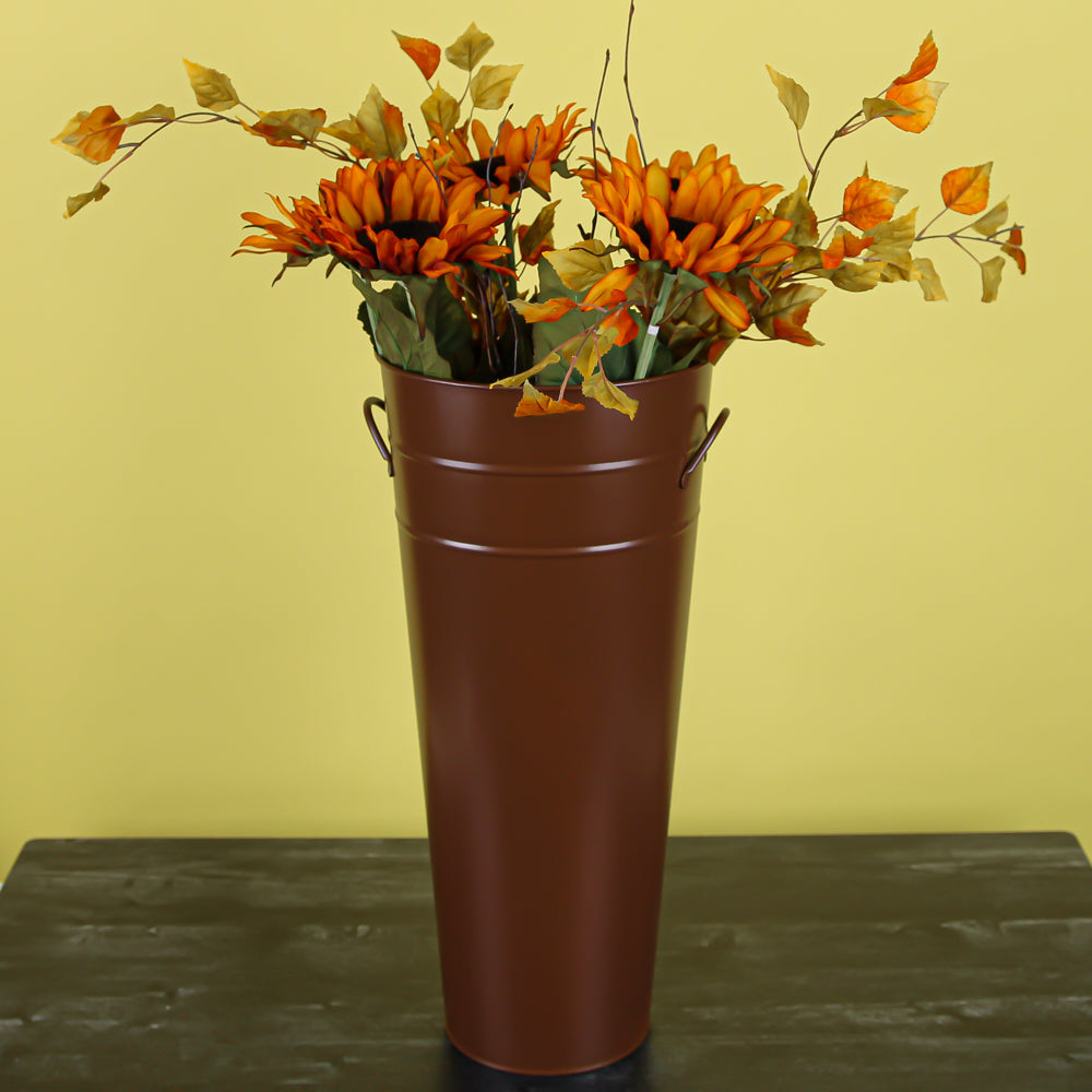 Rusty Brown French Flower Market Bucket 22" with Handles