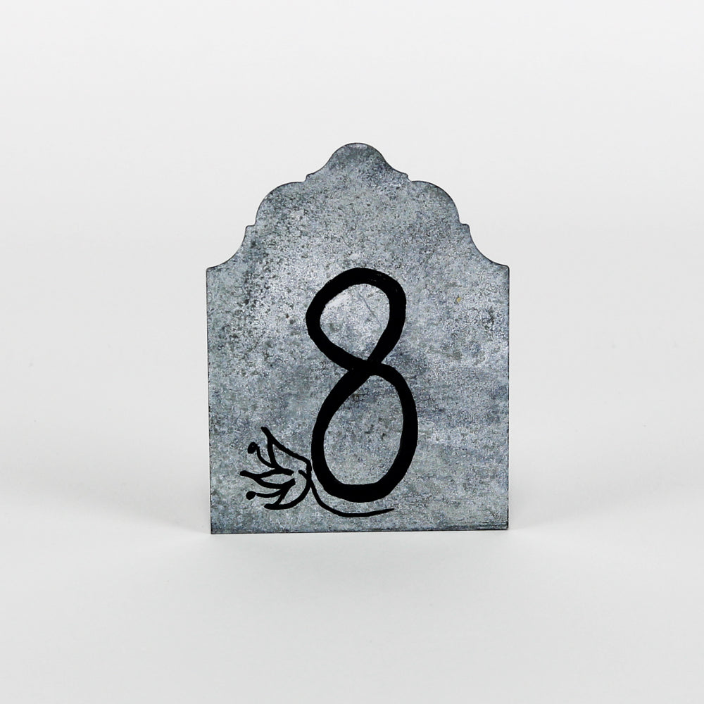 12 Free Standing Zinc Chalkboard Place Cards with Fancy Top