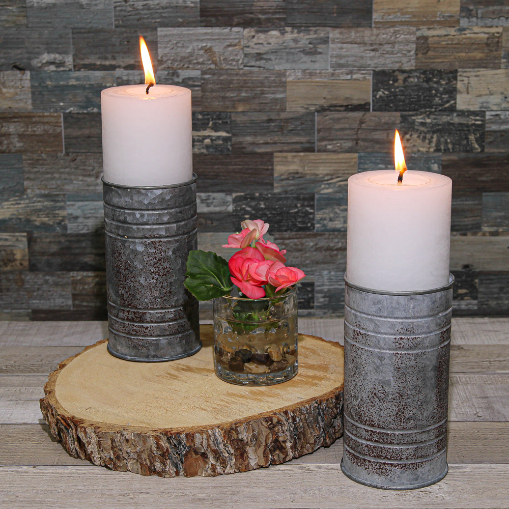 Zinc Cylinder Vase & Pillar Candle Holder 6"