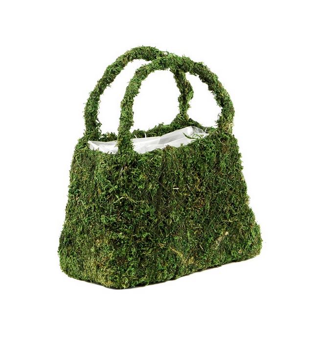 Natural Preserved Moss Purse Planter 8" - view 2