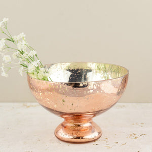 Mercury Glass Compote Bowl Rose Gold 7x5in