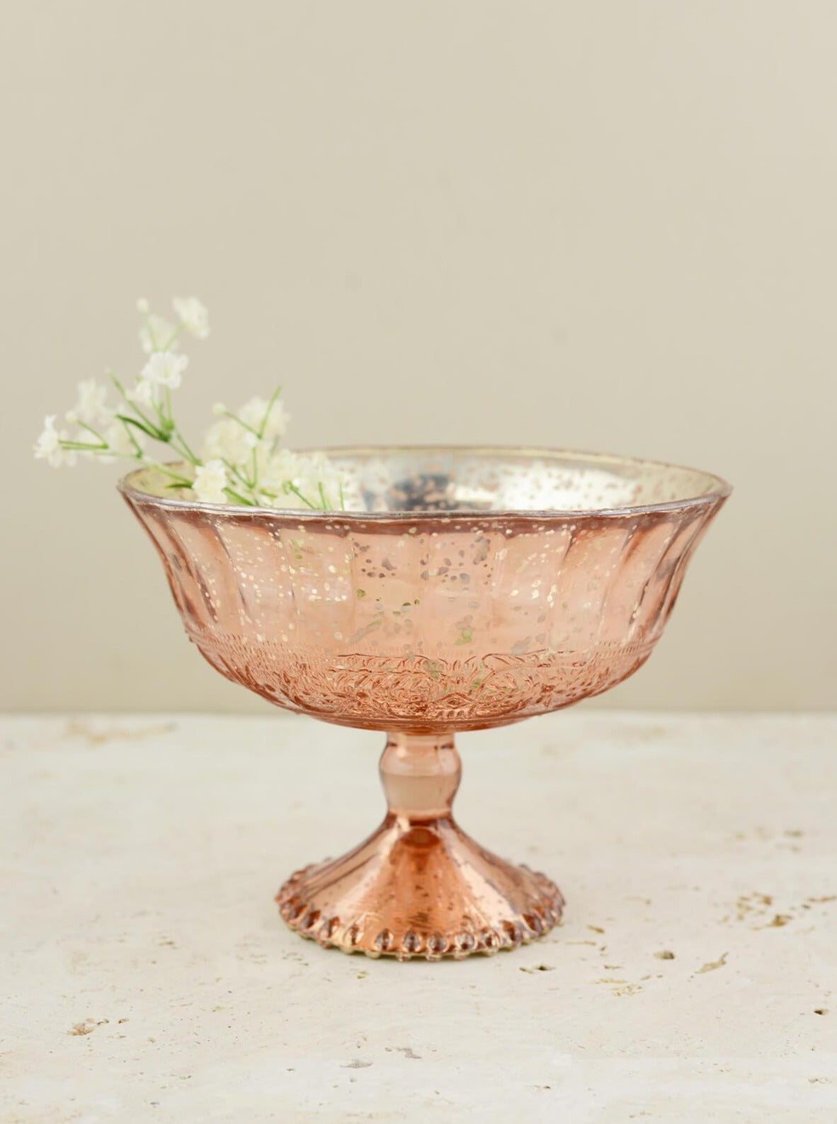 Mercury Glass Compote Rose Gold 7" x 5.25" - view 1