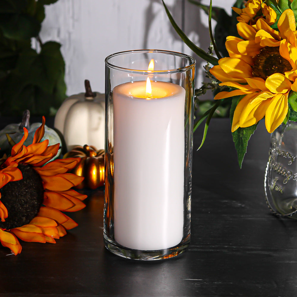 Richland Pillar Candle 6" & Eastland Cylinder Holder 7.5" inch Set of 12| P_Set-5...