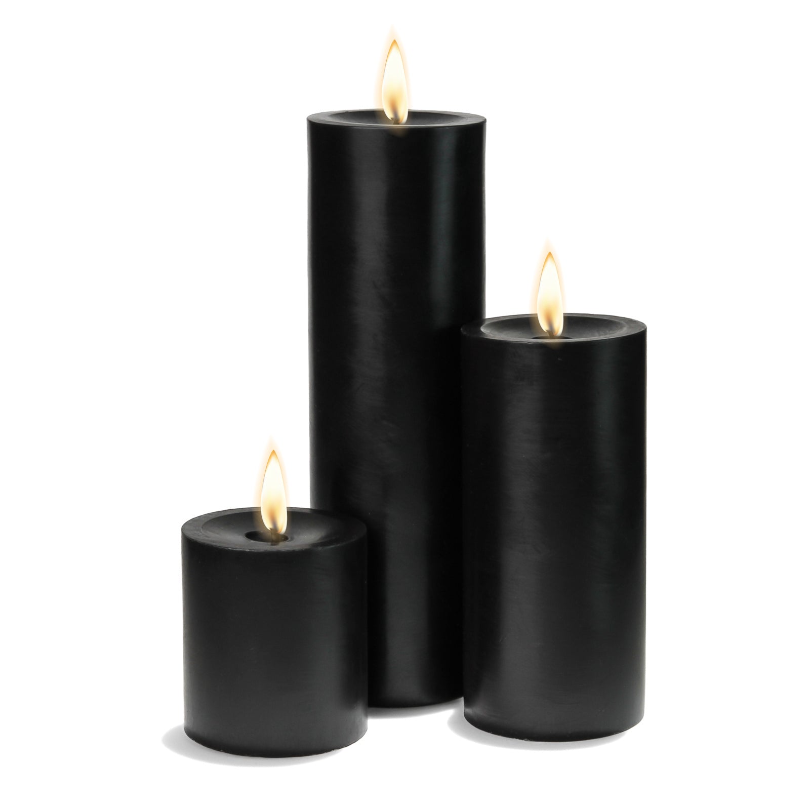 Richland Pillar Candles 3"x3", 3"x6" & 3"x9" Black Set of 18| Pillars...