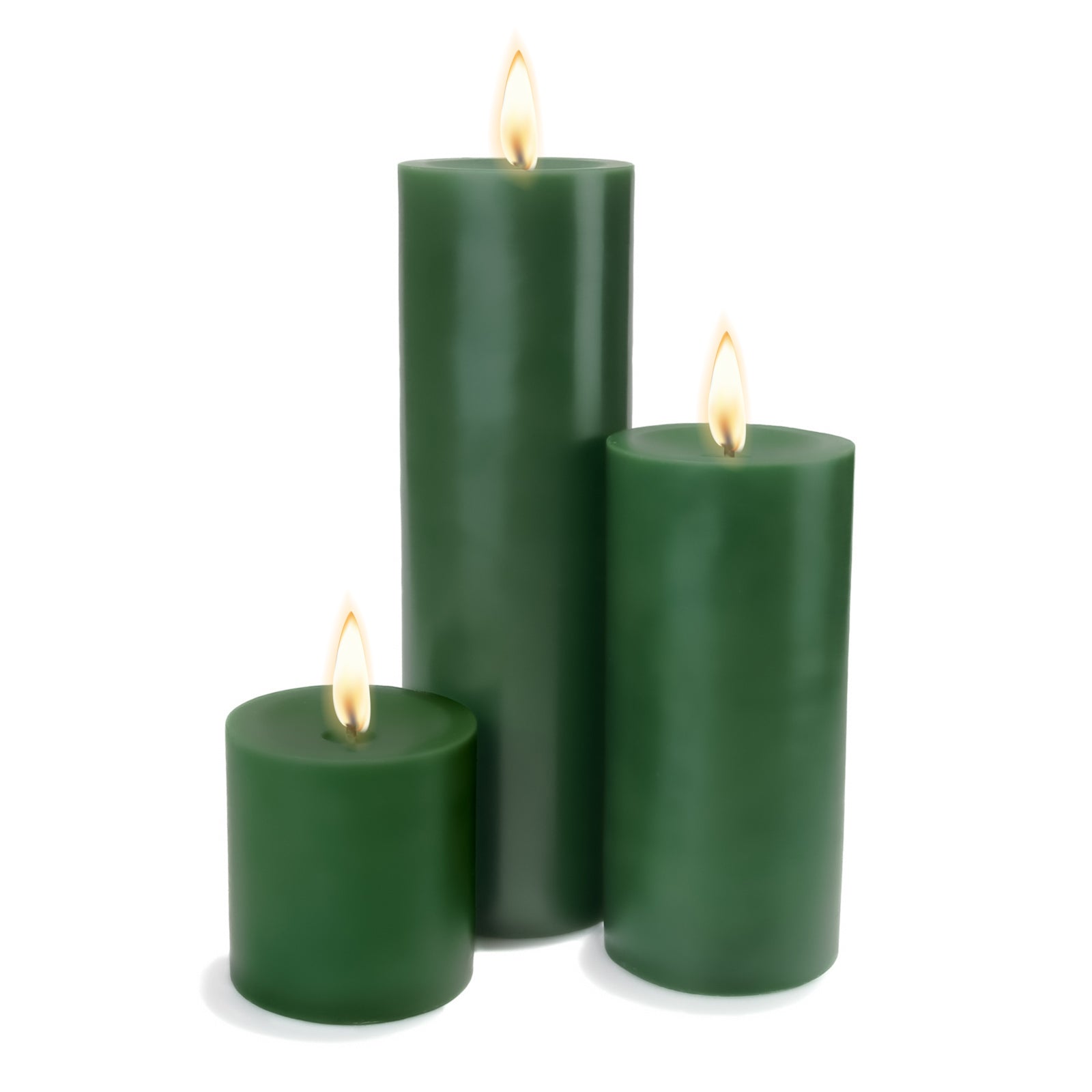 Richland Pillar Candles 3"x3", 3"x6" & 3"x9" Dark Green Set of 3| Pillars...