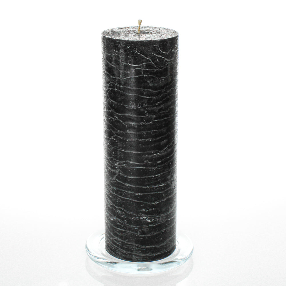 Richland Rustic Pillar Candle 3"x 9" Black Set of 24| 