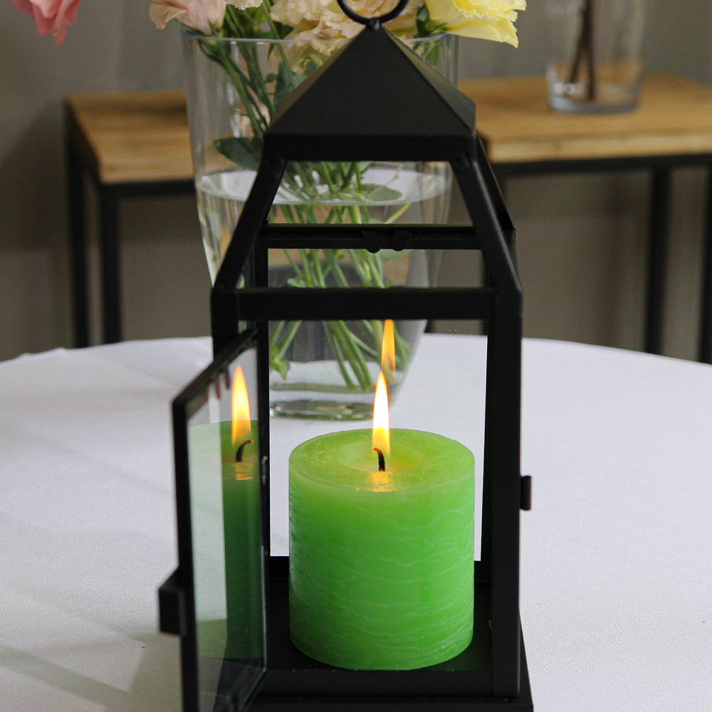 Richland Black Contemporary Metal Lantern with Clear Glasses - Small - view 4