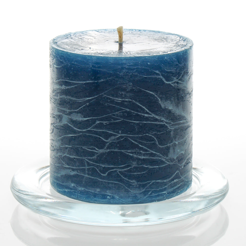 Richland Rustic Pillar Candle 3"x 3" Navy Blue| 6719_01