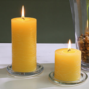Richland Rustic Pillar Candle 3"x 6" Yellow Set of 6