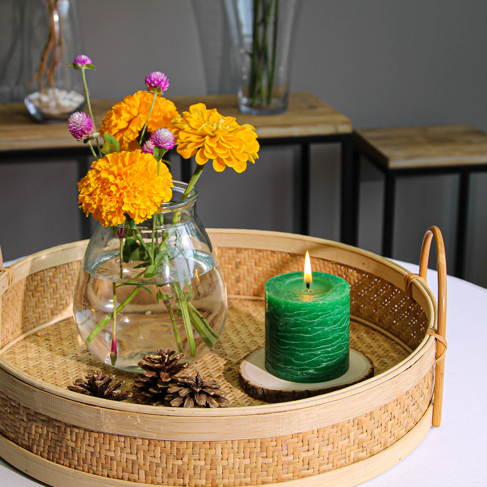 Richland Rustic Pillar Candle 3"x 3" Dark Green| 6740_01