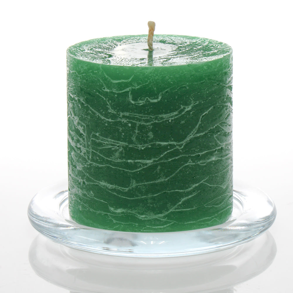 Richland Rustic Pillar Candle 3"x 3" Dark Green Set of 12| 6740_12