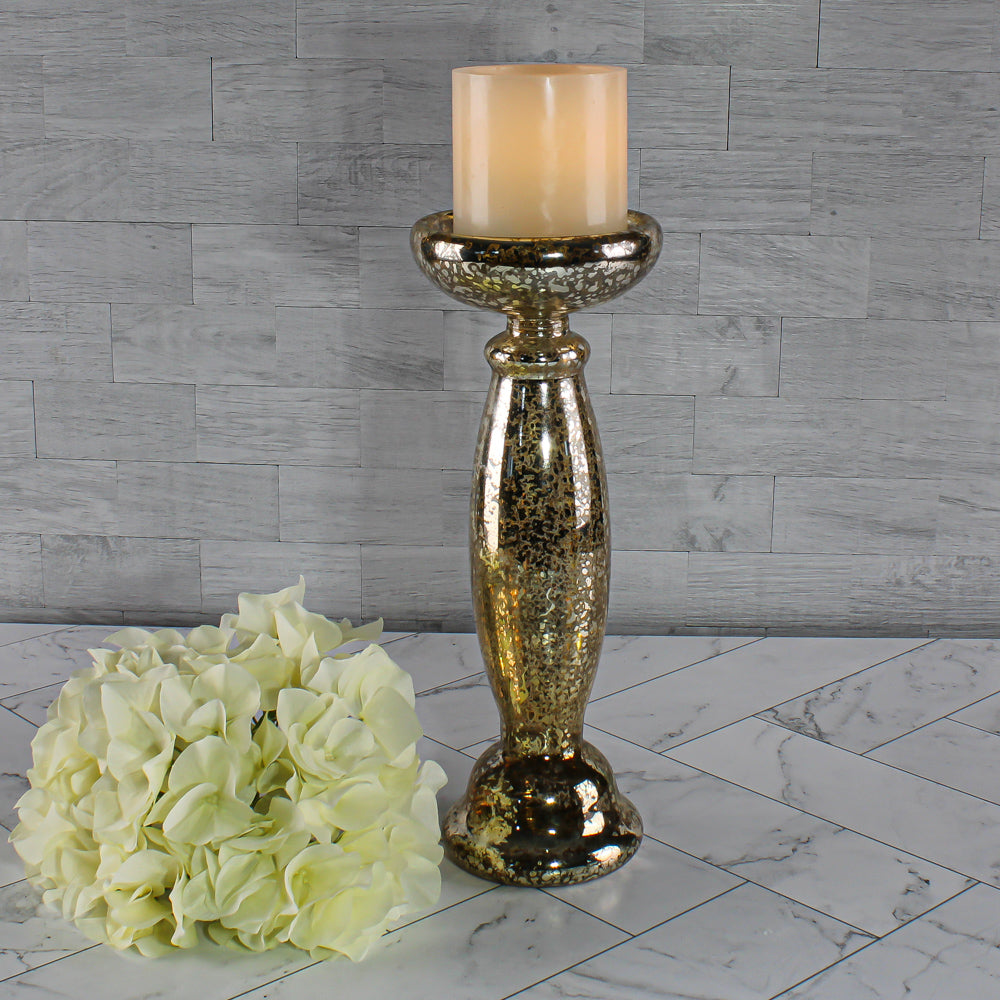Eastland Unique Mercury Glass Pillar Candle Holder 11.25"| 9749_01