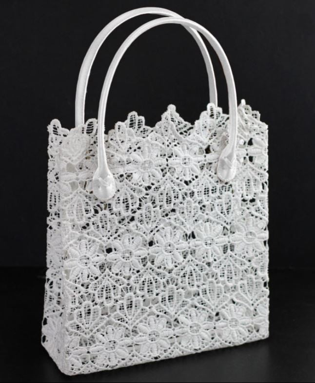 Girls White Lace Purse with Silver Flowers - LT-CP25 – Mollys Hanger