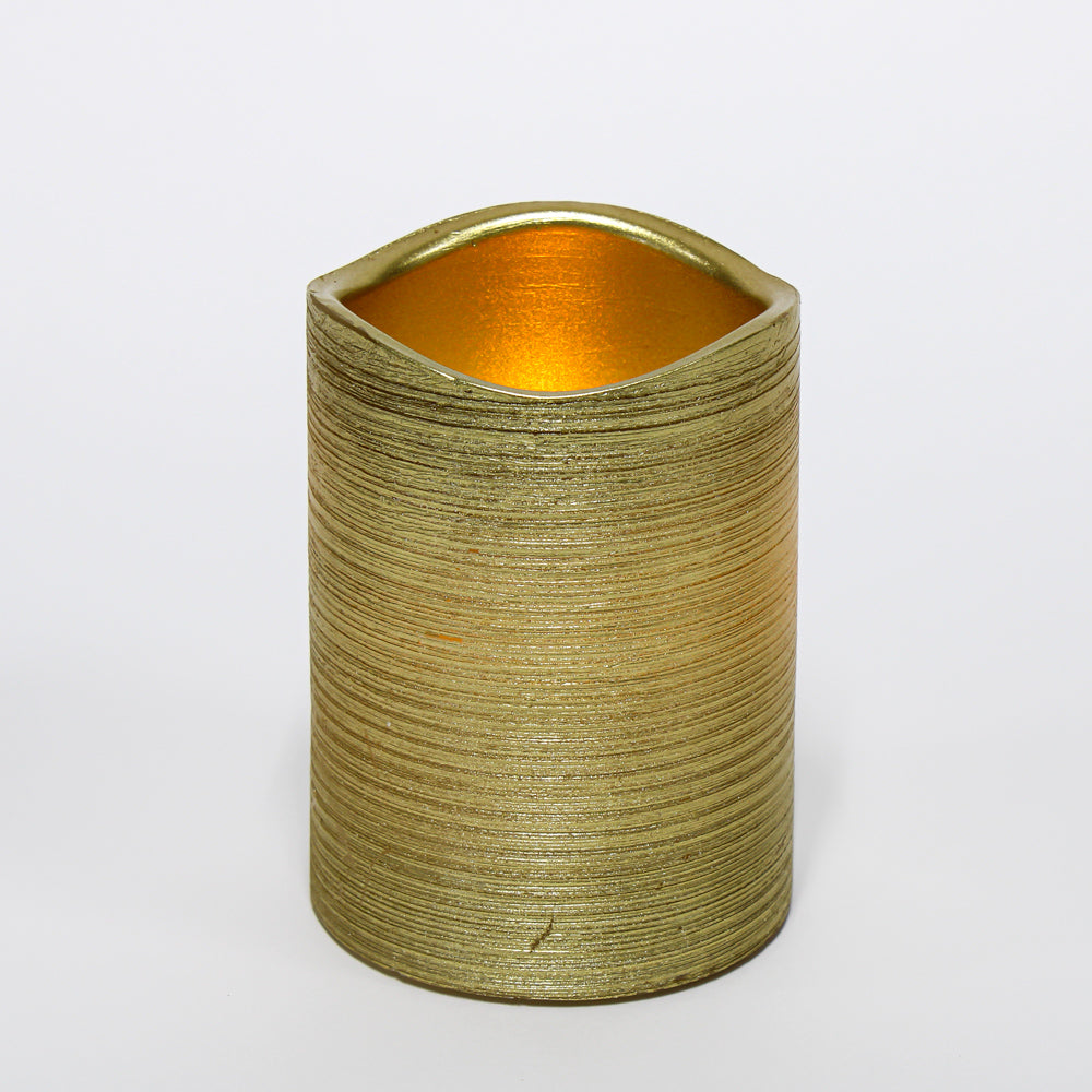 Richland Gold Metallic Wavy Top LED Candle - Set of 12| 7172_12