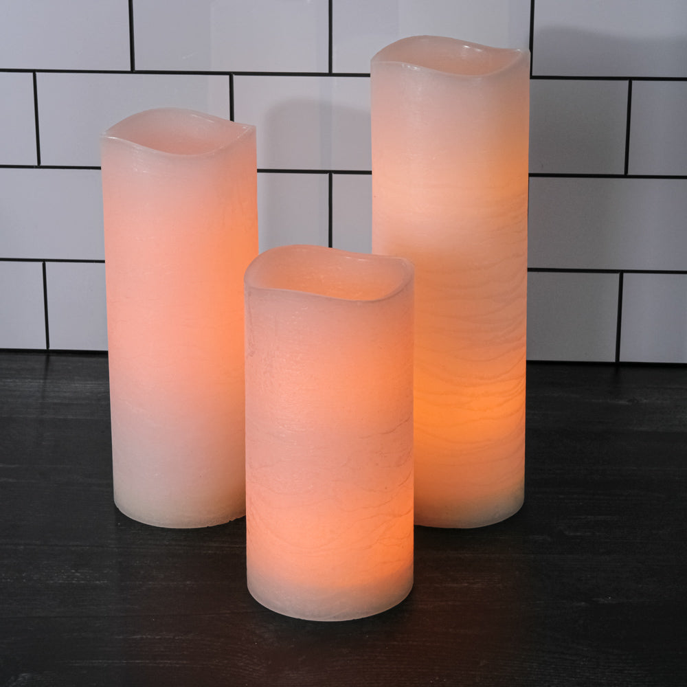 Richland 4" Large LED Pillar Candle with Wavy Top (3 Sizes) - Set of 18| 