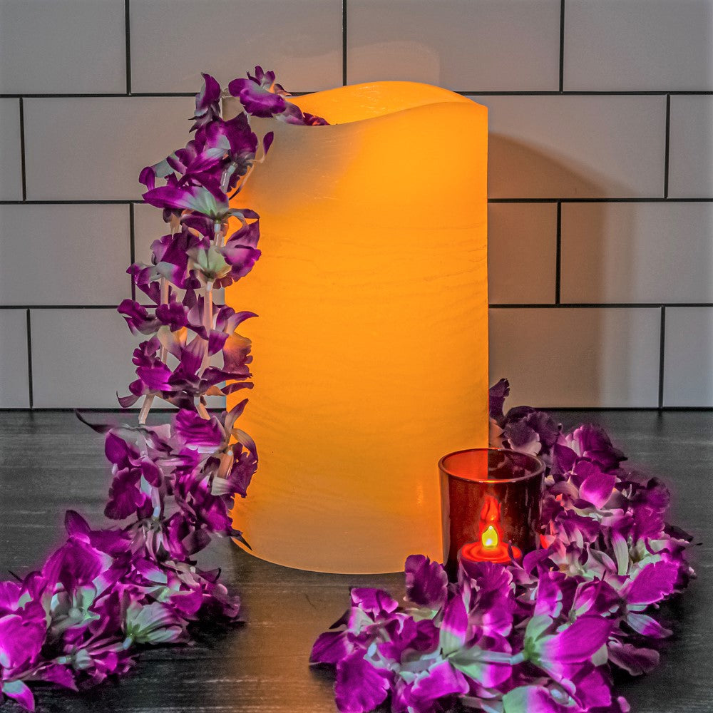 12 Purple Orchid Flower Leis - view 2