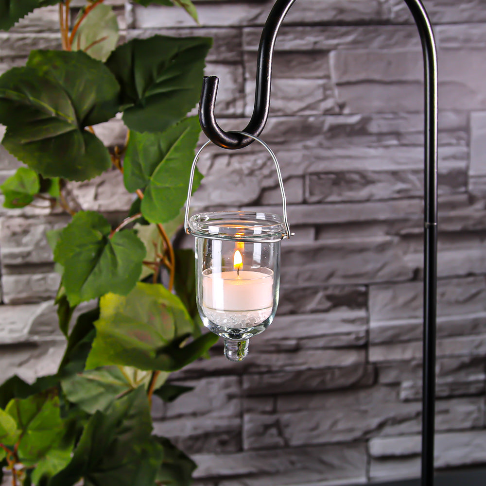 Hanging Glass Tealight Candle Holder w/Wire Hanger 3"