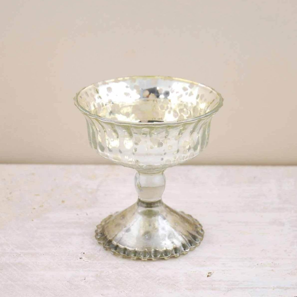 Silver Mercury Glass Compote 4.75"| 7486682...