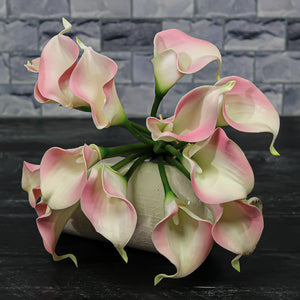 Natural Touch Blush & Cream Calla Lily Bouquet 14"