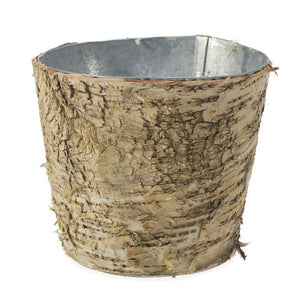 Natural Birch Bark Covered Zinc Planter Vase 5.5" x 5"