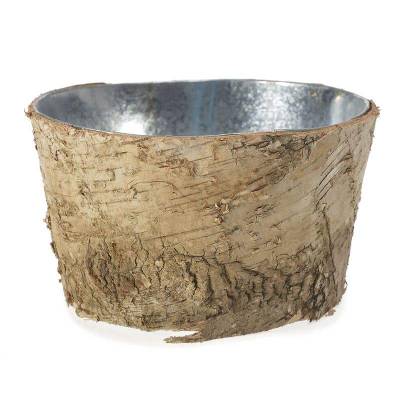 zinc planter pots Natural Birch Bark Covered Zinc Planter Pot 6" x 3"