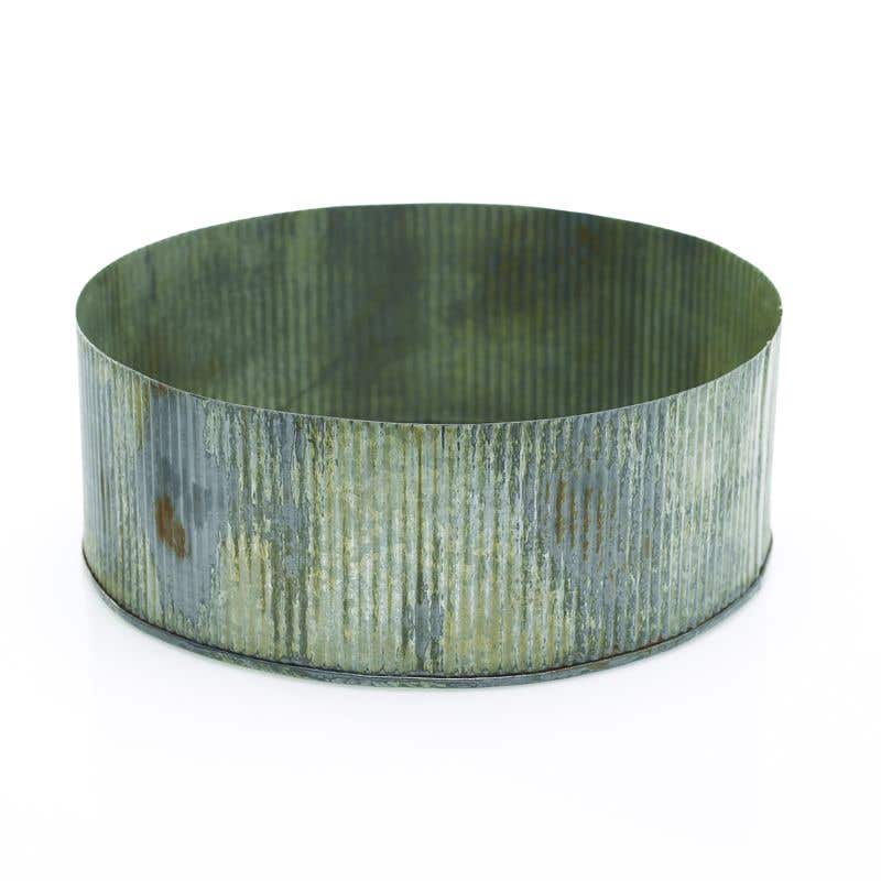 Norah Corrugated Zinc Pot Bowl 4" x 10" - view 1