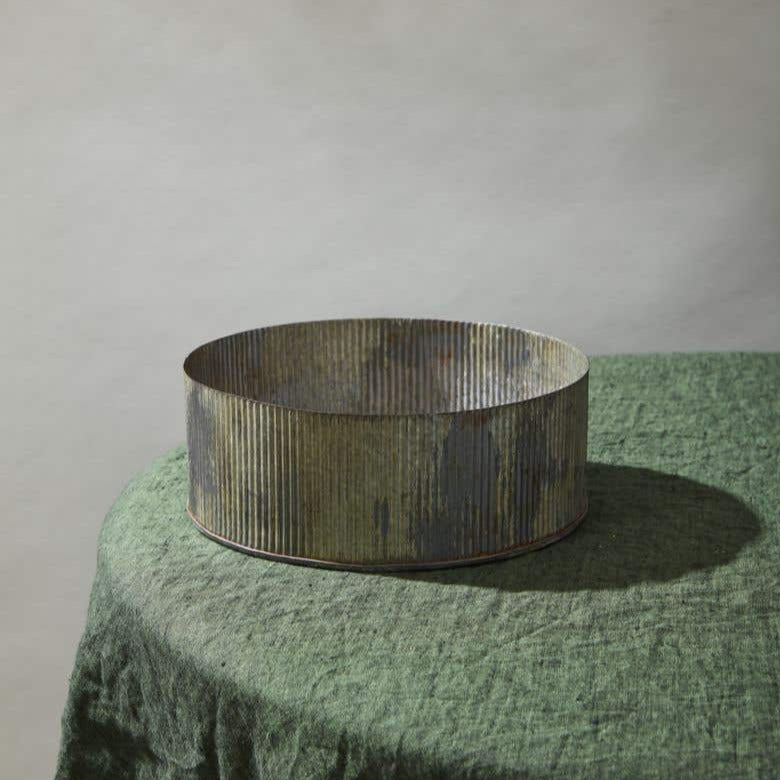 Norah Corrugated Zinc Pot Bowl 4" x 10" - view 3
