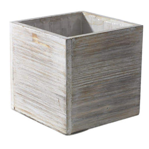 Wood Planter Box 7"x7" Square White Washed