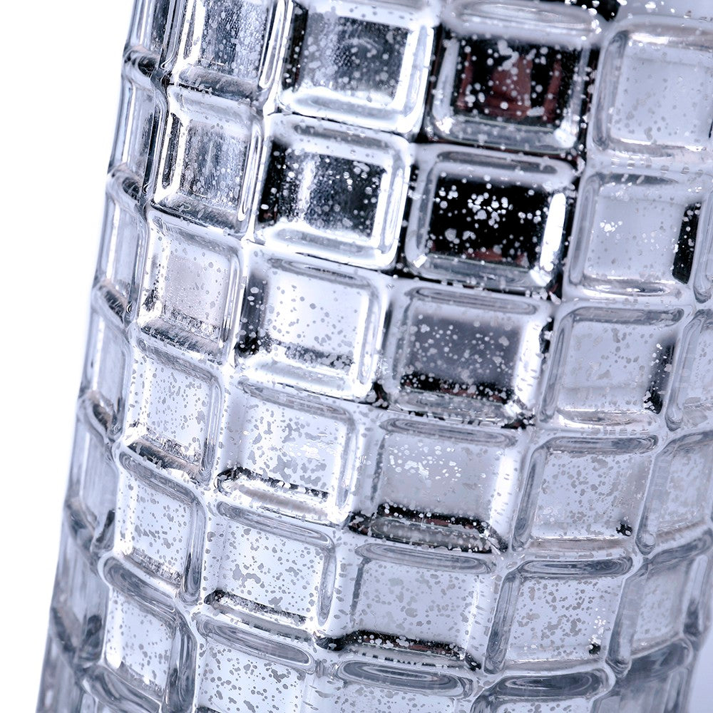 Silver Mercury Glass Cylinder 10" - Vase & Candle Holder - view 4