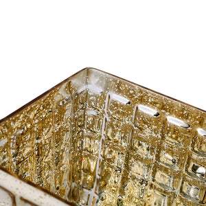 Gold Mercury Mosaic Glass Cube 4.75" - Square Vase & Candle Holder